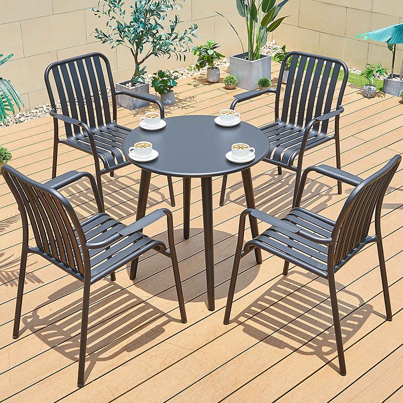 Water Resistant Dining Armchair Metal Stacking Industrial Armchair