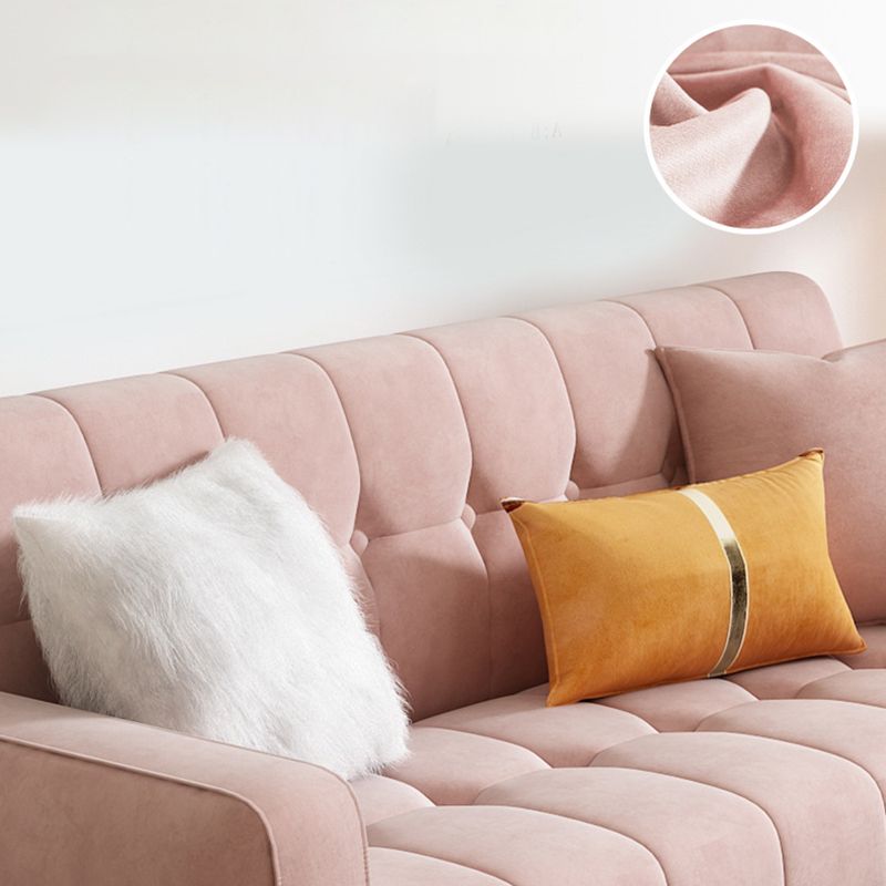Mid-century Modern Velvet Square Arm Sofa 30.31" High Tufted Back Couch