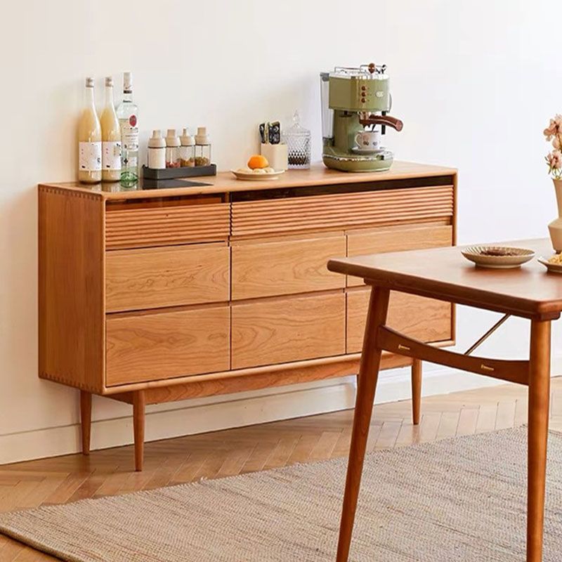 Modernism Horizontal Double Dresser Solid Wood Storage Dresser for Bedroom