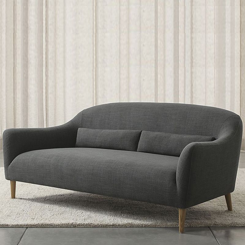 Scandinavian 3-Seat Linen Sofa Curved 33.86" D x 31.89" H Loveseat