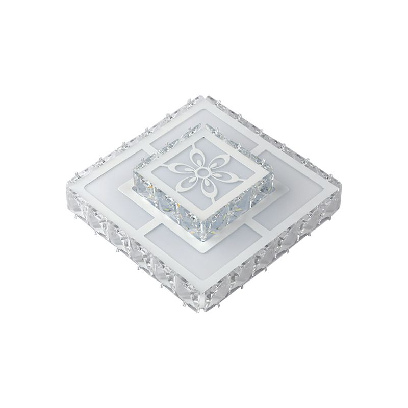 Acrylic Geometry Ceiling Lamp Minimalist LED Crystal Flush Mount Light with Floral Pattern