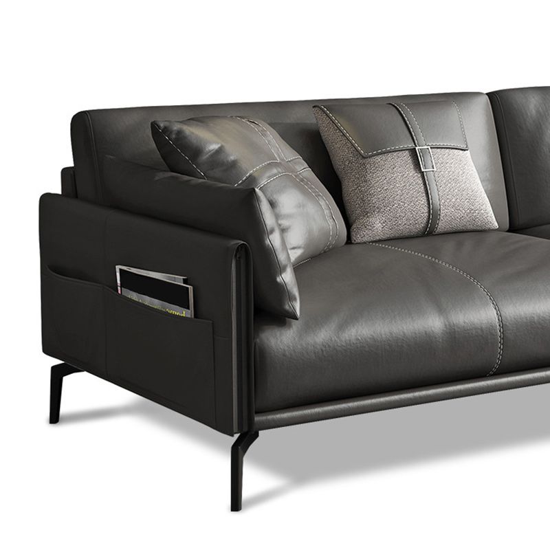 Stain Resistant Bench Seating Leather Standard Cushions Settee Furniture in Grey
