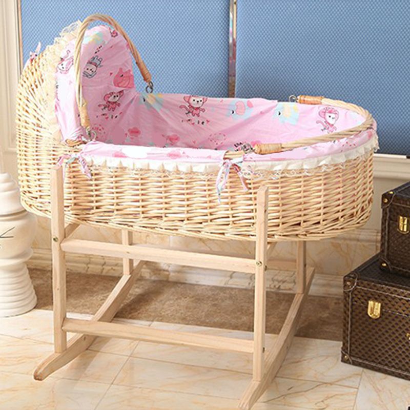 Rattan Modern Nursery Crib Color Matching Nursery Bed with Casters