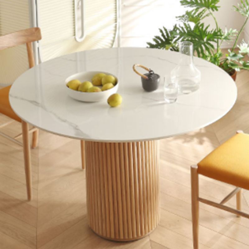 Solid Wood Pedestal Dining Site Table Simplicity Style Round Dinette Table