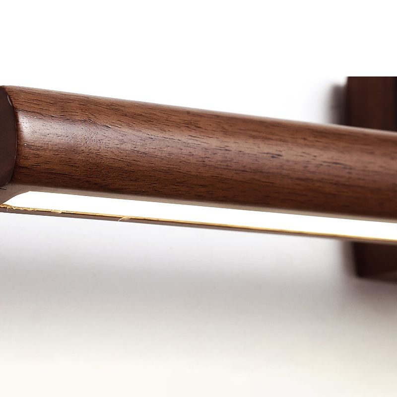 Modern Linear Vanity Sconce Lights Wood 1-Light Wall Lighting Fixture for Bathroom