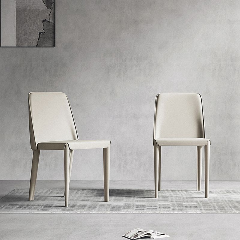 Sillas de comedor de cuero contemporáneas, silla con respaldo sólido sin brazos para cocina