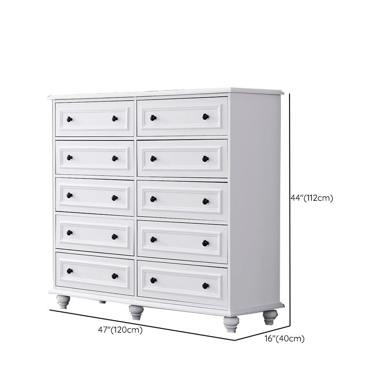 Contemporary Engineered Wood Storage Chest Home Chest in White with Drawers