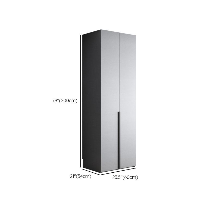 Engineered Wood Wardrobe Cabinet Modern Style Soft Close Doors Wardrobe Closet in Gray