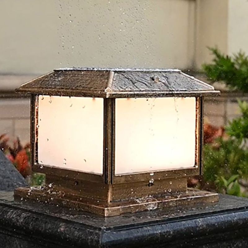 Golden/Black Outdoor Lights Waterproof Square Pillar Lamp for Garden