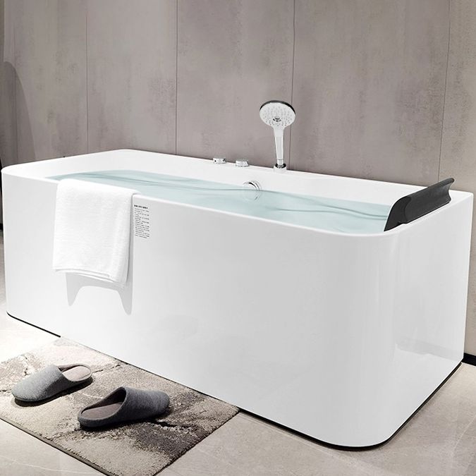Flat Bottom Soaking Bathtub Antique Finish Modern Back to Wall Bath Tub