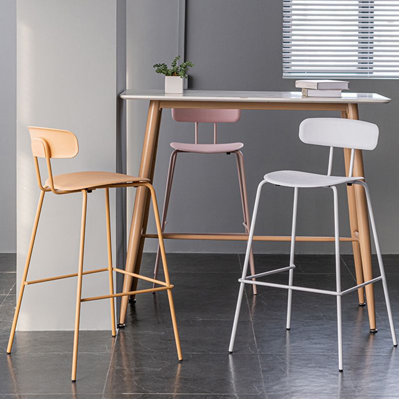 Luxurious Backrest Counter Stool with Metal Base Plastic Armless Cafe Bar Stool