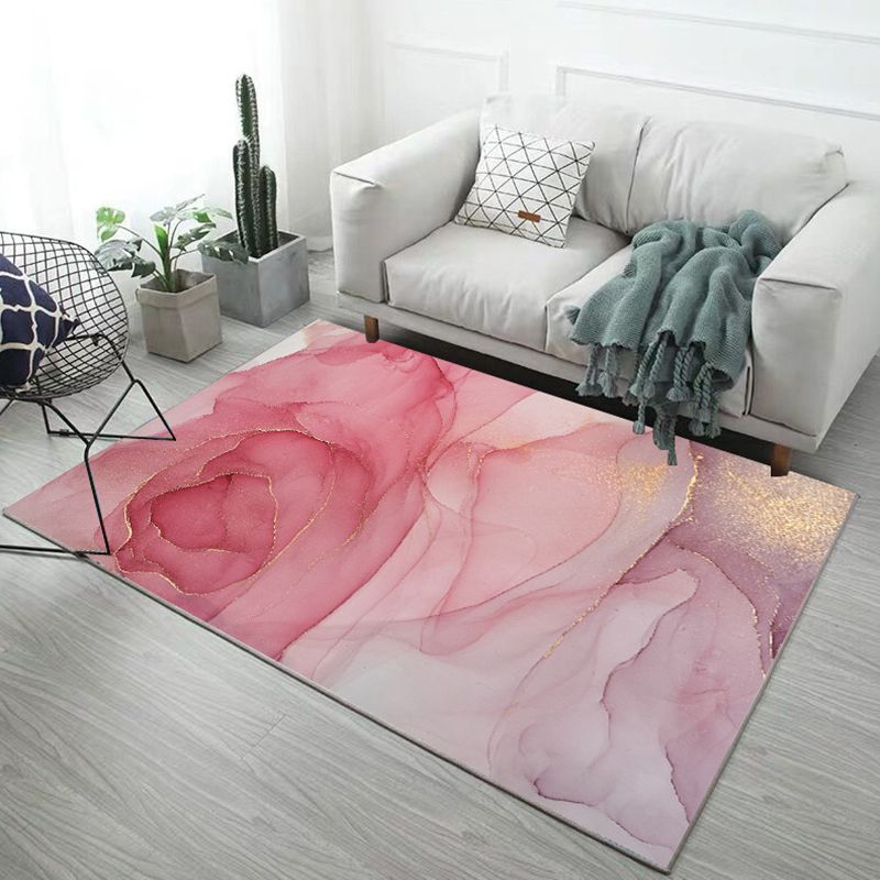 Creative Watercolor Printed Rug Multi-Color Modern Area Rug Stain Resistant Rug for Living Room