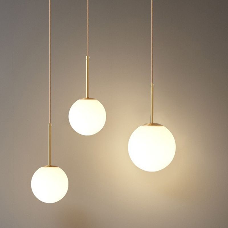 Moderner Stil Kugelform Pendelleuchte Glas 1 Licht Anhängerlampe für Wohnzimmer