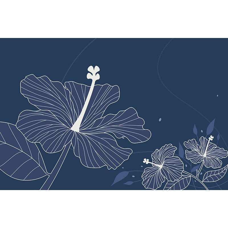 Plant Illustration Contemporary Wall Covering for Sleeping Room, Custom Size