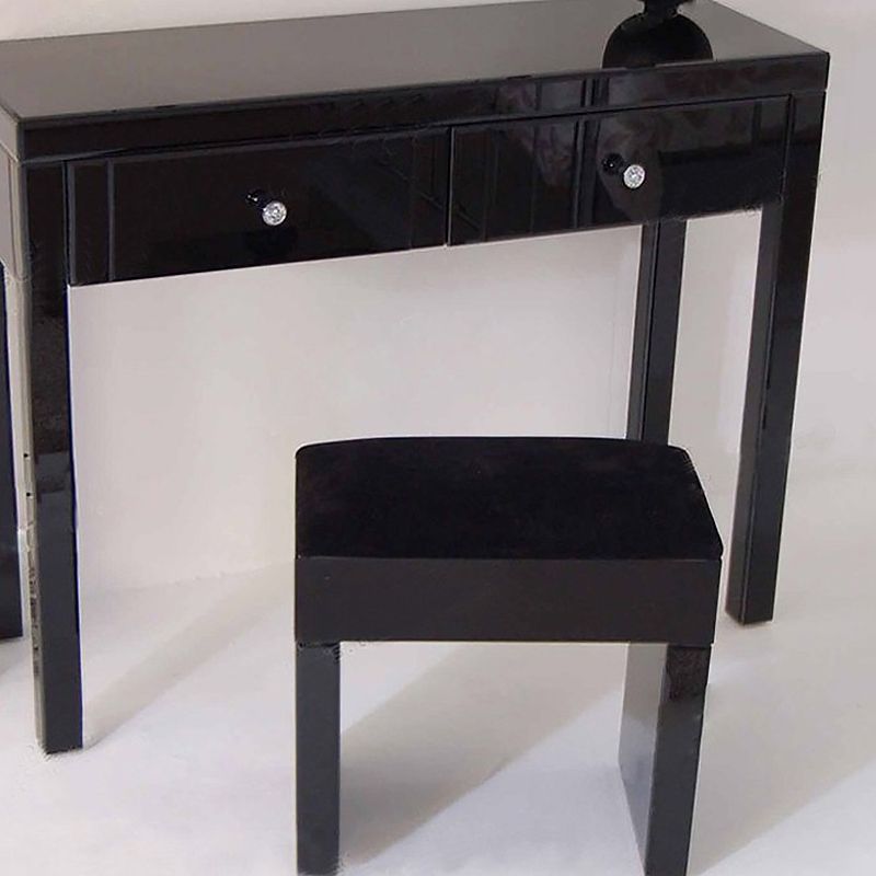 Glass Vanity Set with Tri-Fold 13.77" Wide Make-up Vanity with 2 Storage Drawers