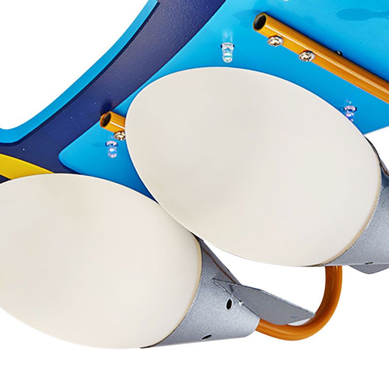 Boys Bedroom Fighter Airplane Massimale Monte Light Glass Cool Blue Flush Light