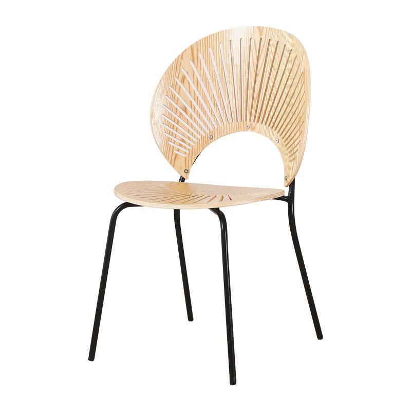 Sillas de metal estilo moderno Silla auxiliar de comedor con respaldo abierto (Juego de 4)