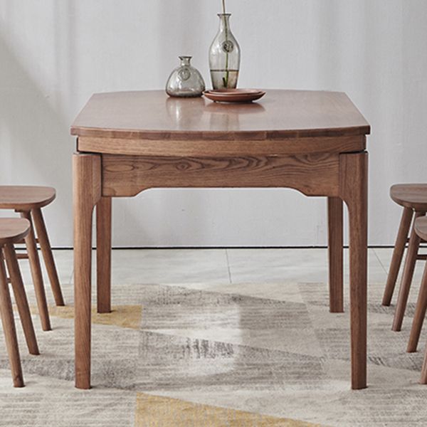 Mesa de comedor marrón de estilo moderno mesa redonda de comedor de madera maciza con 4 patas para sala de estar