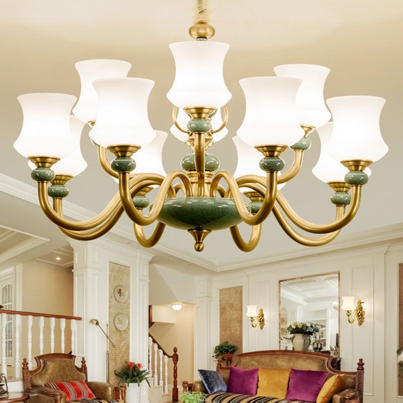 Lámpara colgante de sala de estar cónica vidrio esmerilado accesorio de iluminación de lámpara minimalista en verde