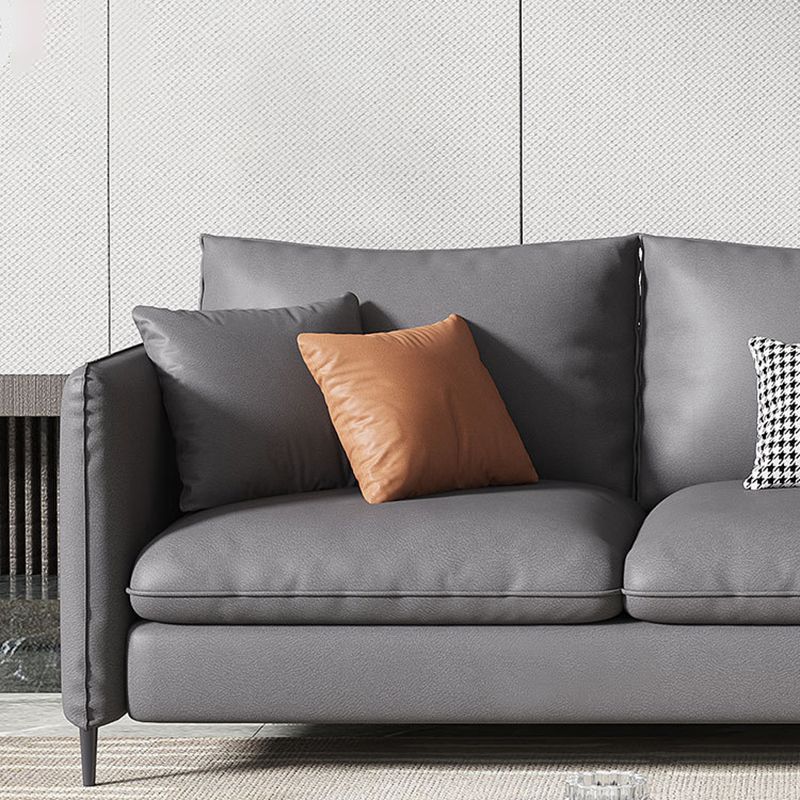 Contemporary Standard Square Arm Settee Bench with Pillows in Grey