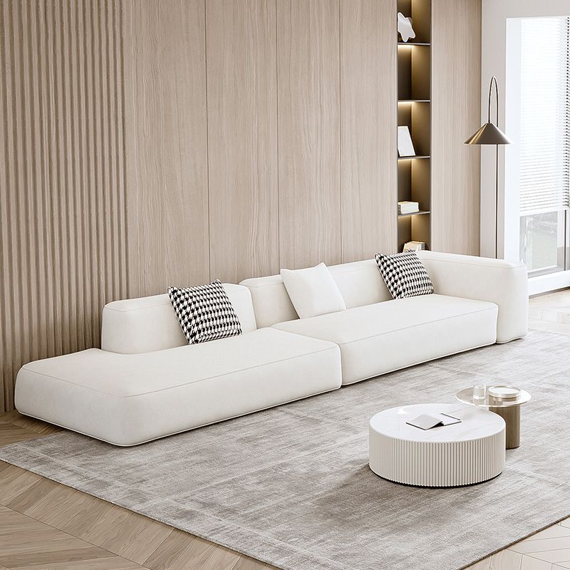 Single Side Armrest Sectional Sponge Cushioned White Uncushioned Backrest Sofa
