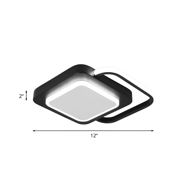 Lampada da soffitto minimale con rombo in metallo Lampada da incasso nera a LED in luce bianca/calda per balcone (La personalizzazione durerà 15 giorni)