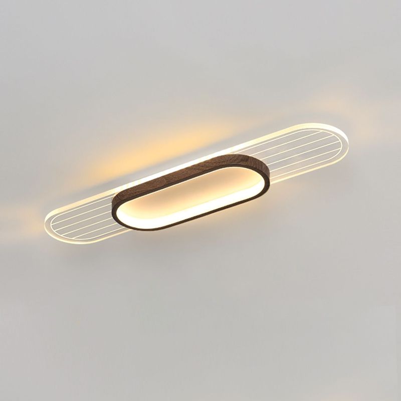 Modern Metal Flush Mount Oval Shape Ceiling Light with Acrylic Shade for Passage