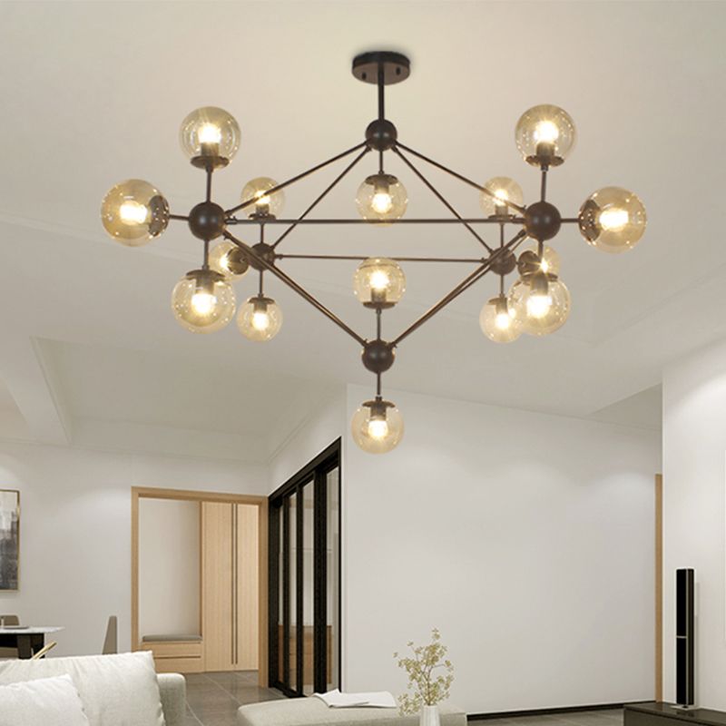 15-Light Modern Style Ceiling Light Linear Transparent Statement Chandelier