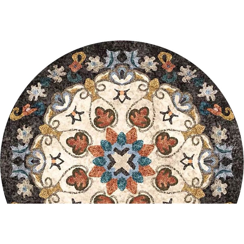 Bohemian Floral Pattern Rug Multicolor Polyester Rug Machine Washable Non-Slip Backing Area Rug for Living Room