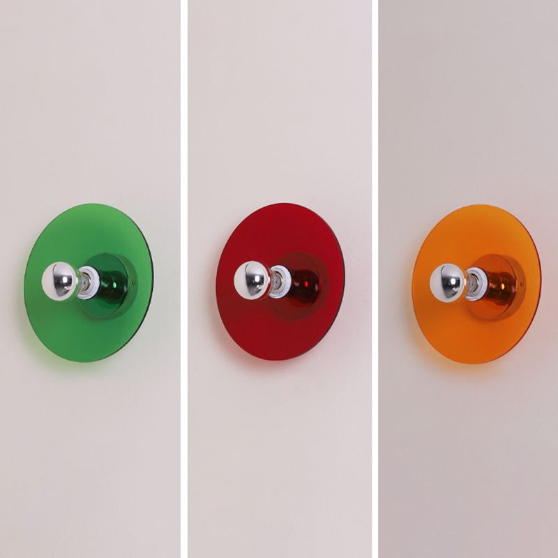 Round Wall Lighting Fixtures Modern Style Metal 1 Light Wall Lighting