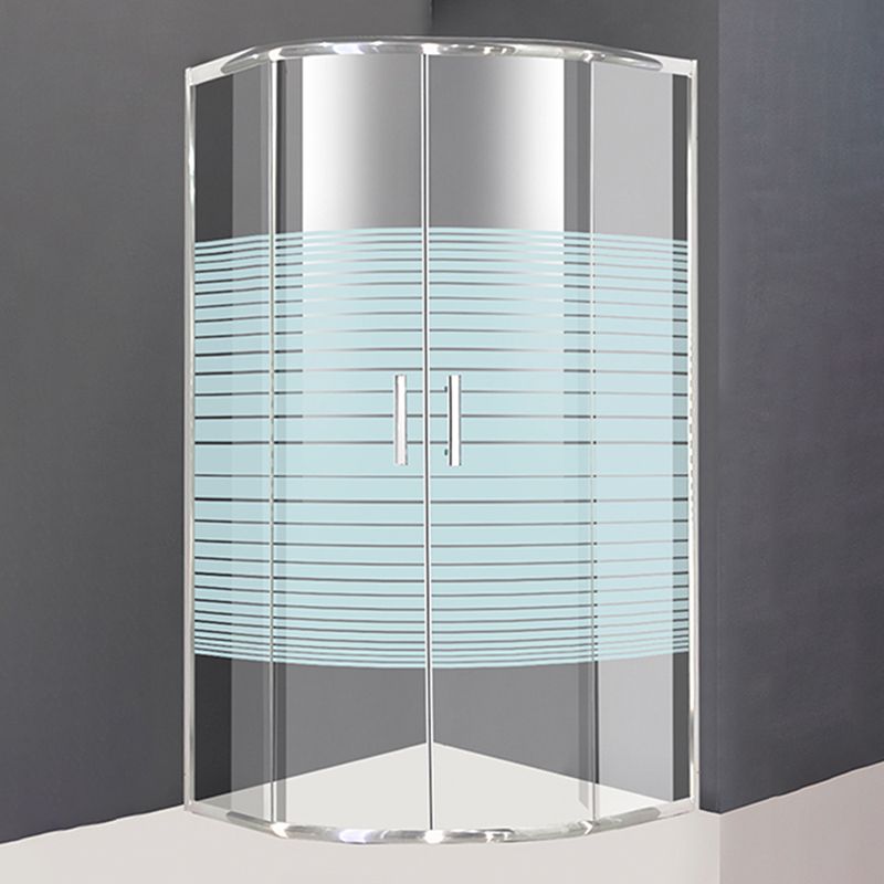 Silver Rounded Shower Stall Clear Tempered Glass Shower Stall with Door Handles