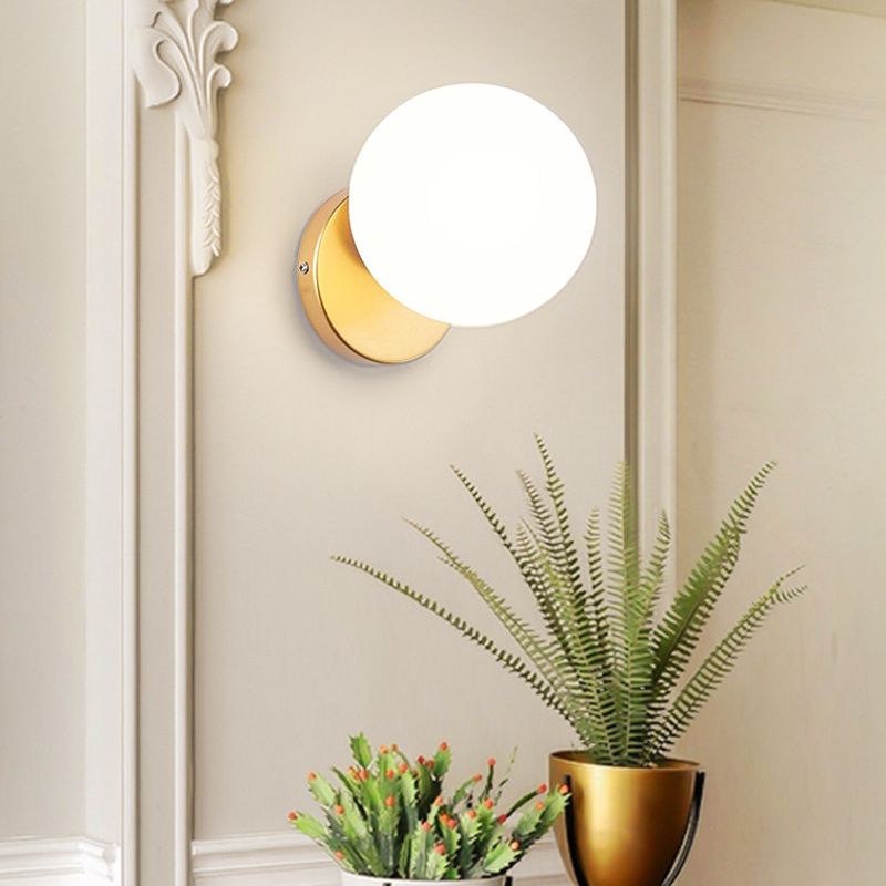 Modern Simple Glass Wall Mount Light Fixture Ball Shape Sconce Lights