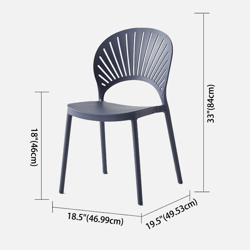 Contemporary Style Plastic Open Side Chair Colorful Stacking Dining Chairr for Home
