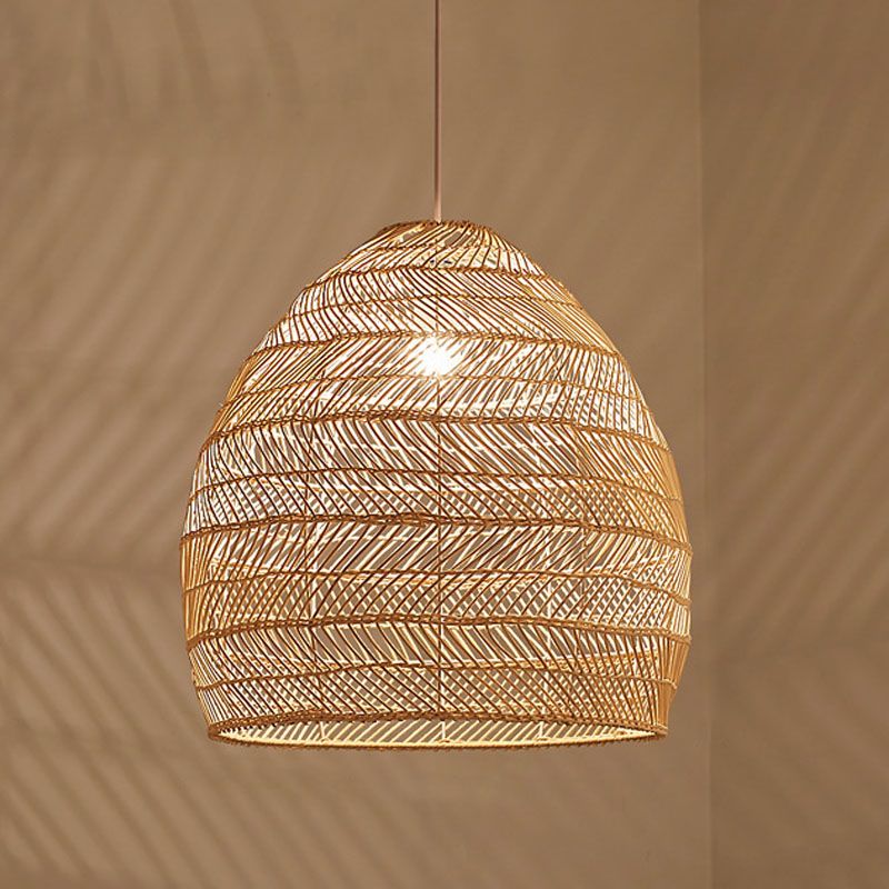 Rattan cloche hanger plafondlicht Aziatische single-bulb suspensie verlichting over eettafel
