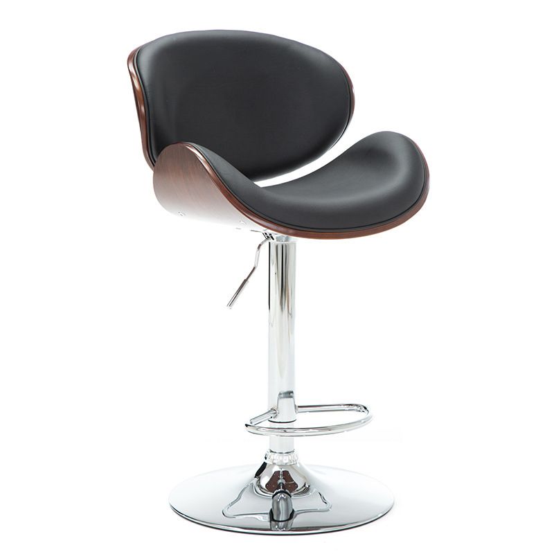 Contemporary Metal Barstool Faux Leather Counter Stool in Matte Finish