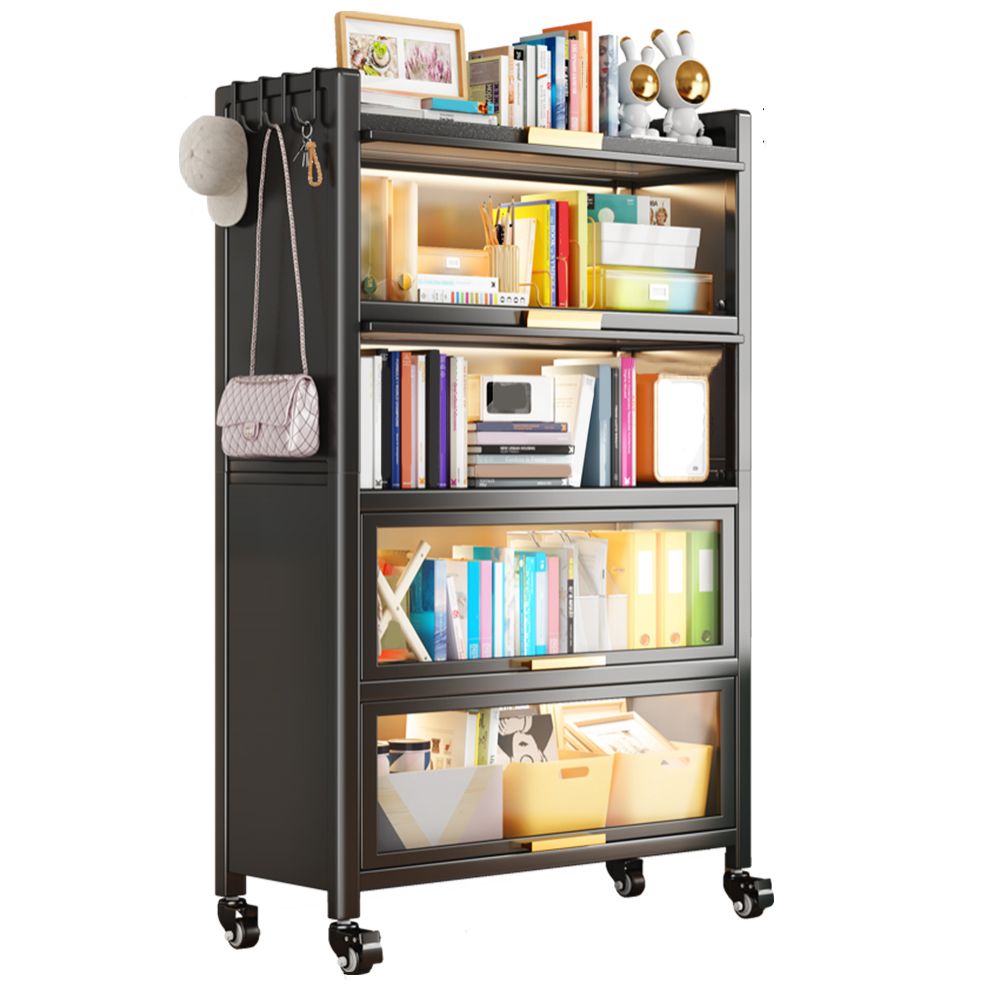 Metal Bookcase, 14.5" W, Geometric Multi Tiers Bookcase Shelves