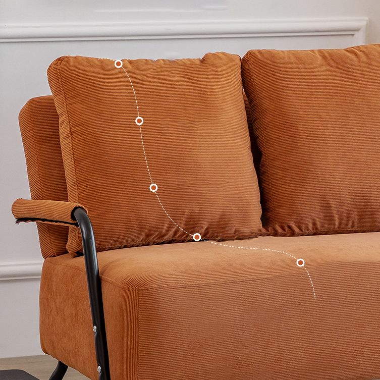 Stationary Settee Square Arm Metal Frame Sofa for Living Room