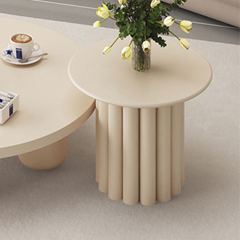 Modern Artificial Wood Coffee or End Table Round Coffee Table in Beige