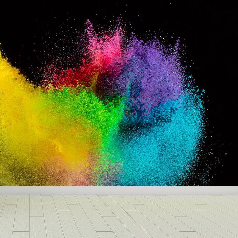 Modern Dust Spurt Mural Non-Woven Stain Resistant Multicolored Wall Covering for Living Room