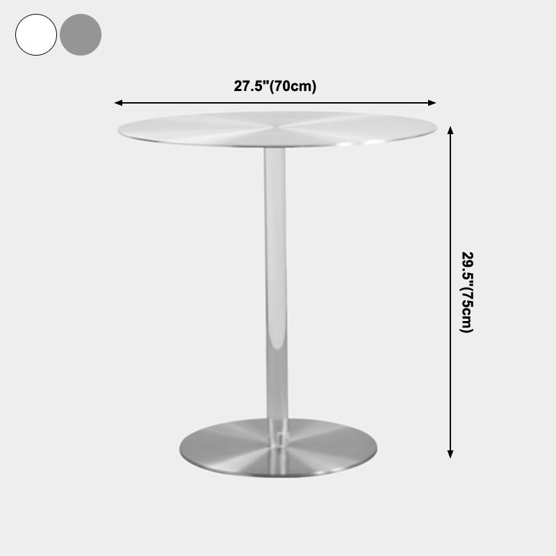 Metal Industrial Dining Table Stainless Steel Top Dining Table with Pedestal Base