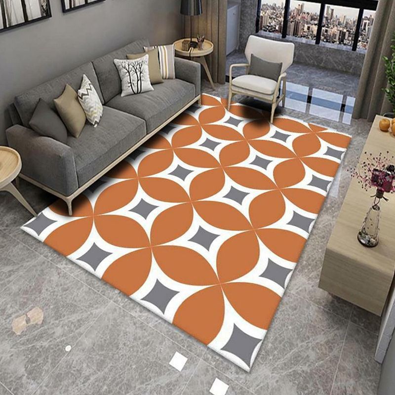 Grey Casual Carpet Polyester Geometry Carpet Washable Carpet for Living Room