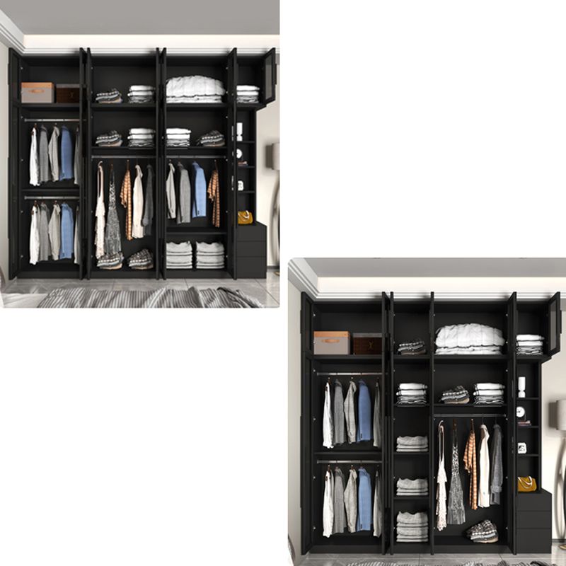 Modern Style Glass Wardrobe Black Colour Wardrobe Closet for Bedroom