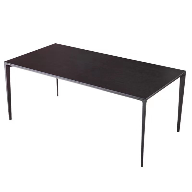 Simplicity Style Dinette Table Rectangle Stone Dining Room Table in Black