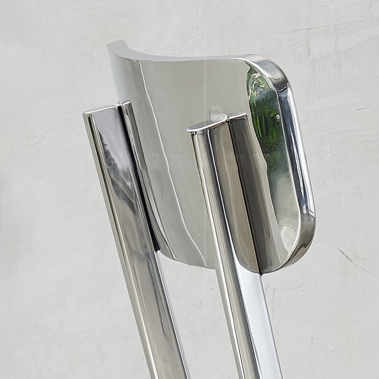 Industrial Style Counter Stool Silver Metal Barstool for Living Room