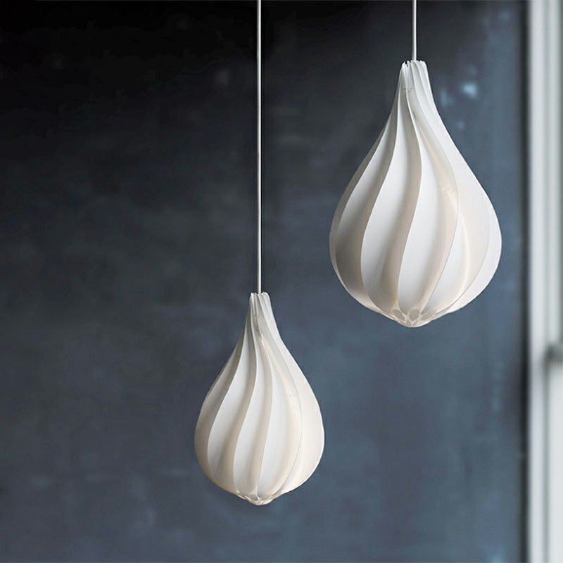 White Drop Shaped Pendulum Light Decorative 1 Bulb Plastic Pendant Lamp for Living Room