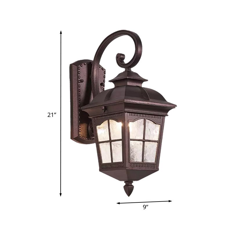 Water Glass Dark Coffee Sconce Lamp Swirl Arm 1 Light Farmhouse Wall Mounted Lighting