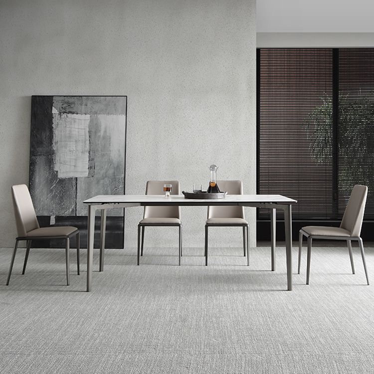 Mesa de comedor de piedra sinterizada, mesa rectangular de 4 patas de estilo lujoso para el hogar