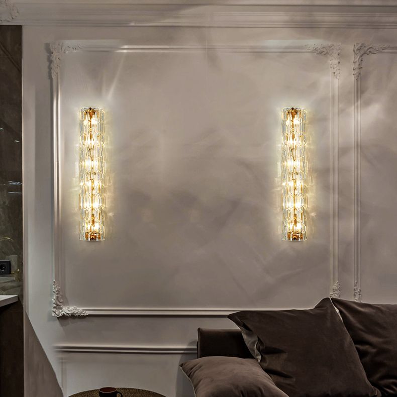 Half Cylinder Shade Glass Wall Sconce Modern 1 Light Wall Mount Light Fixture in Brass