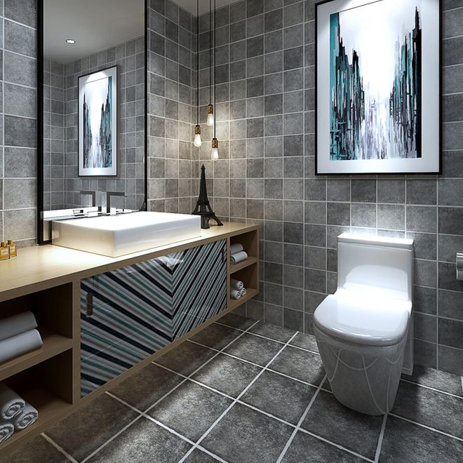 Traditional Style Floor Tile Straight Edge Square Singular Tile