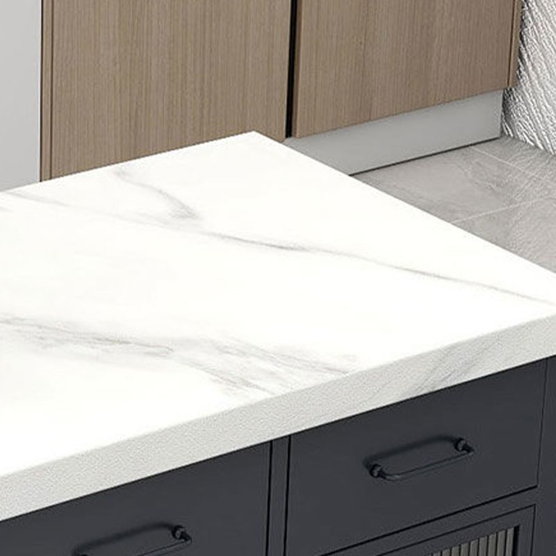 Faux Marble Contemporary Kitchen Island Cart for Dining Room